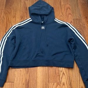 Blue stripped adidas cropped sweatshirt. Size s great condition